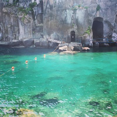 Swimming near the ancient caves at Gio Ponte's Parco dei Principi Sorrento