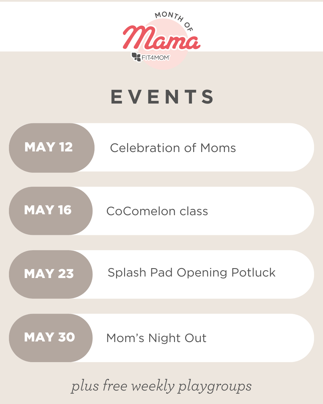 Join us for a free week Month of Mama Featured Events