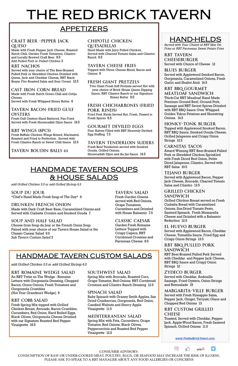 Fresh From Our Kitchen The Red Brick Tavern