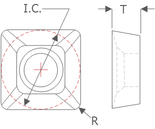 K-Tool, Inc. Positive Top insert dimensions K-Tool, Inc. Positive Top Insert Illustration