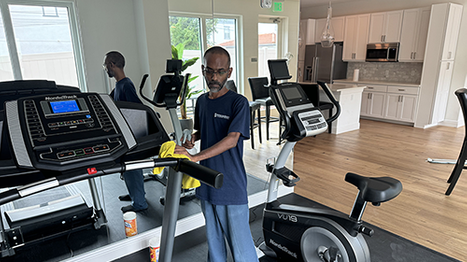 Cleaning Fitness Area in Apartment Complex