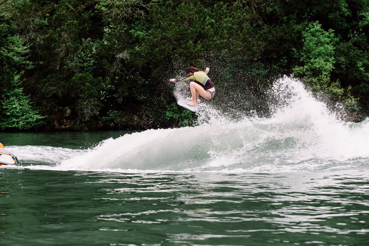 Raleigh Hager wakesurfing 
