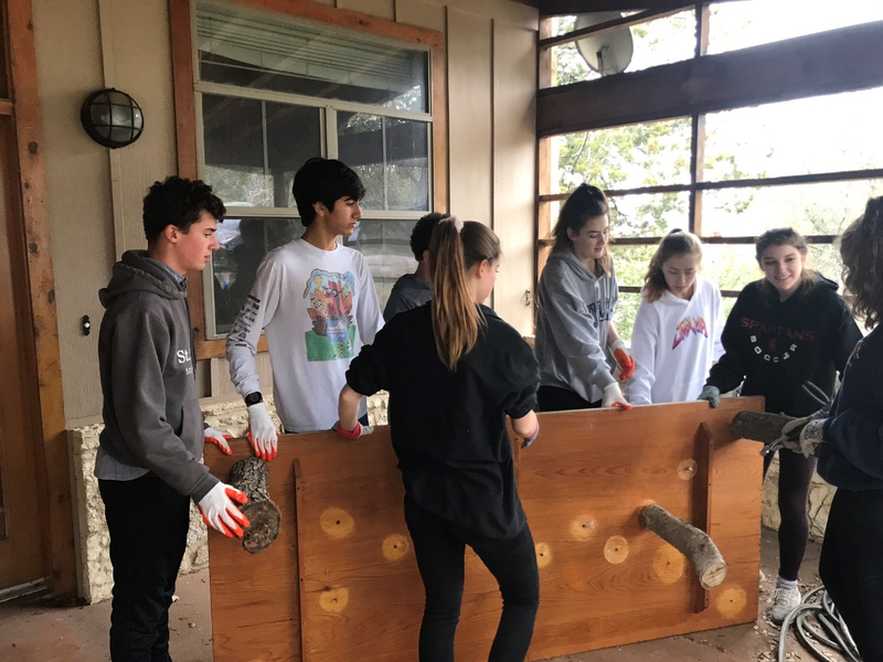 St. Stephens Episcopal School sophomores volunteer their time for conservation projects at Westcave Preserve. They dismantled an old bench and pulled malta starthistle, an invasive plant. conservation workday3.jpg