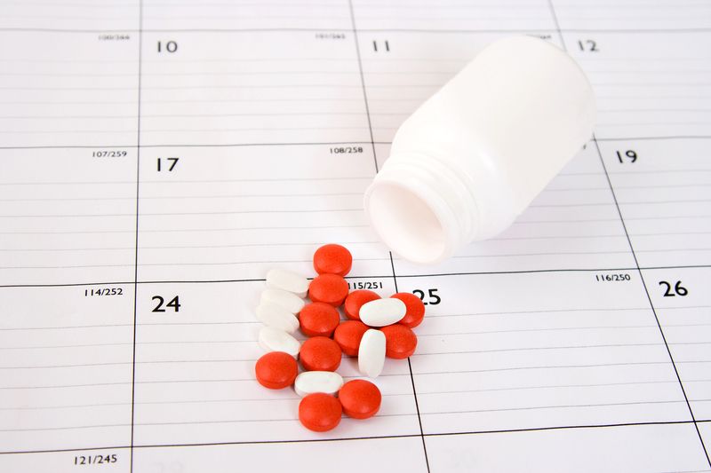 Image of medications spilled on calendar Medication Synchronization