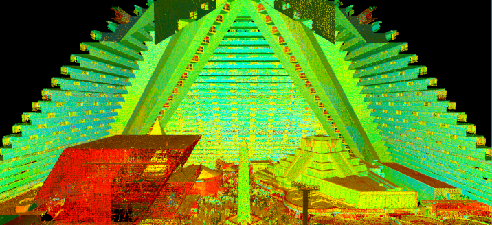3D Laser Scanning of colorized point cloud Luxor Hotel Las Vegas Nevada