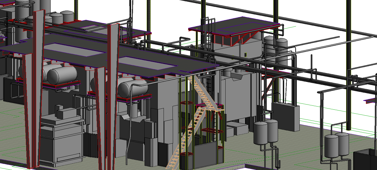 3D BIM model of an industrial facility