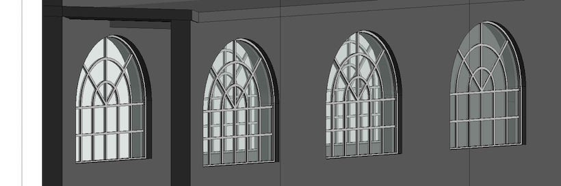 Window detail on 3D model.