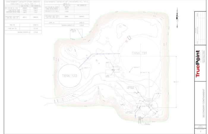 PDF contour drawing for storage tank containment capacity.
