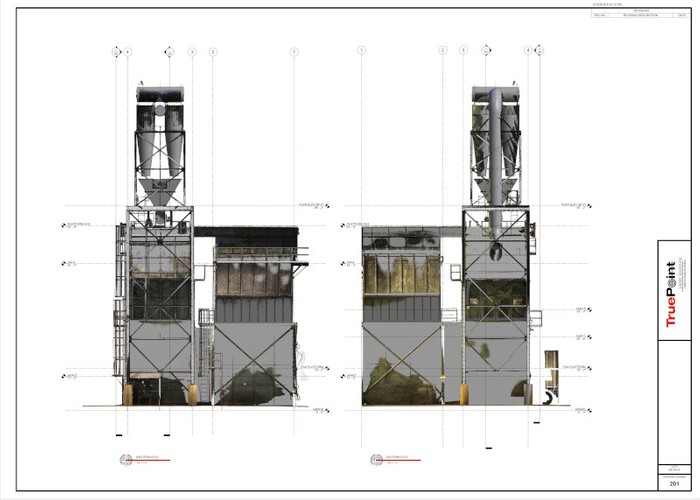 2D CAD elevations of structural tower in paper mill