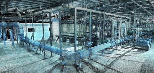 Colorized point cloud of the water treatment plant purification system