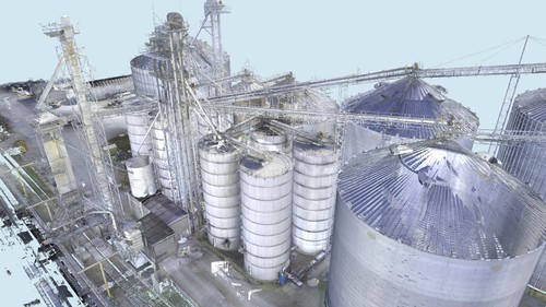 Point cloud of grain silos