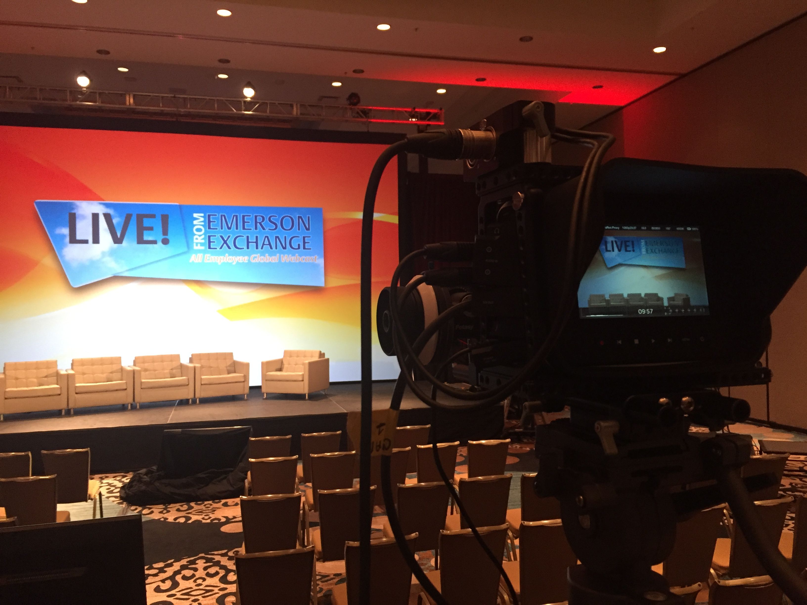 A video camera set-up at an Emerson Exchange Conference 