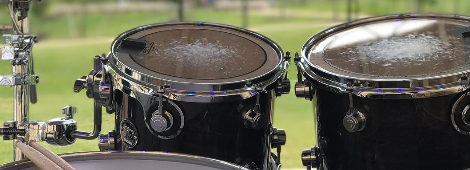 Drum set at an outdoor concert