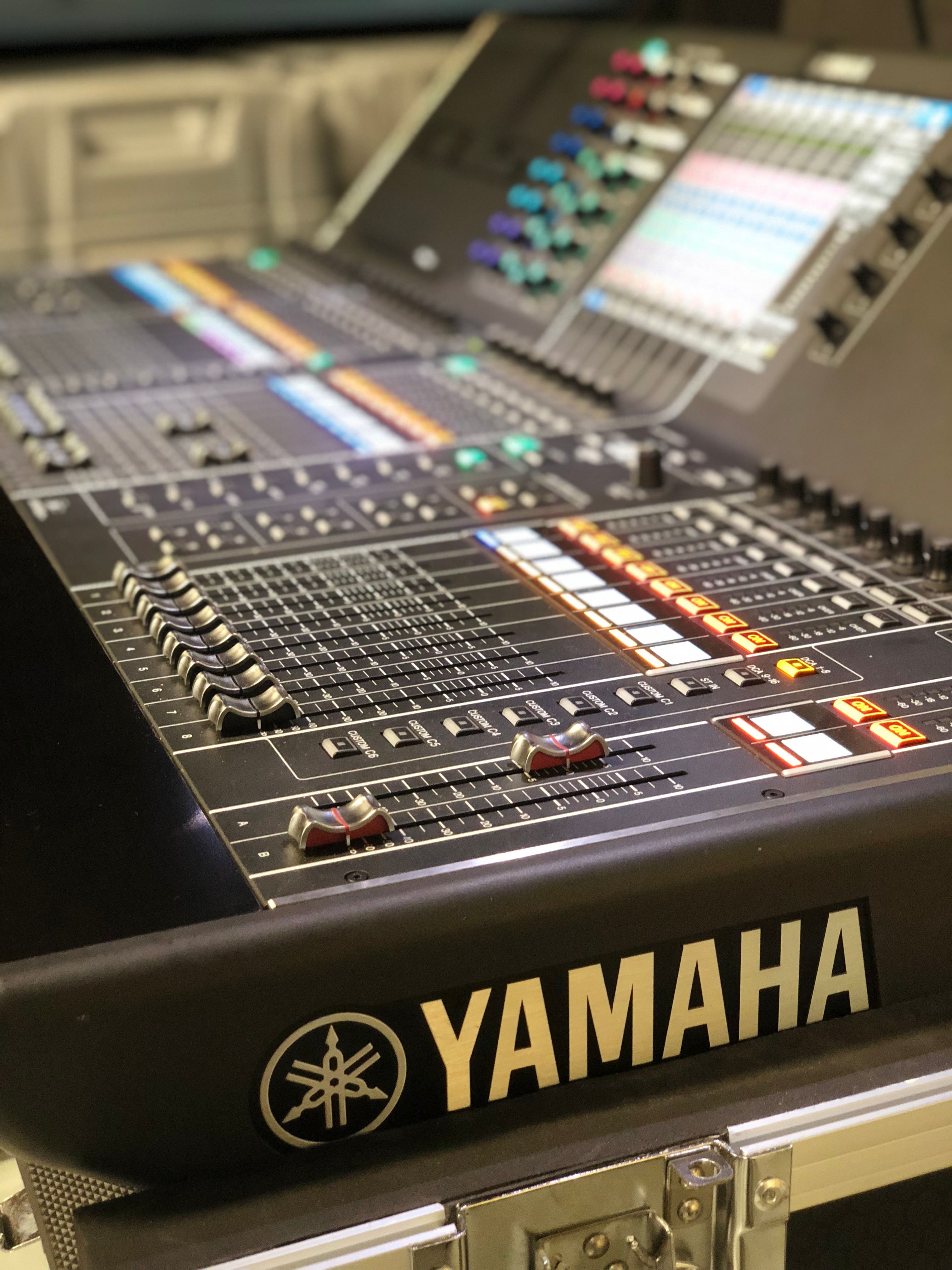 A close-up image of the Yamaha CL5 audio mixer