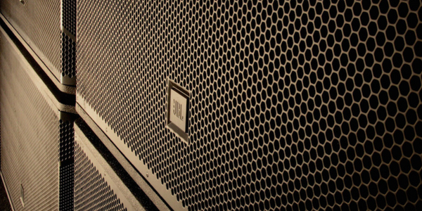 A close-up of a JBL speaker 