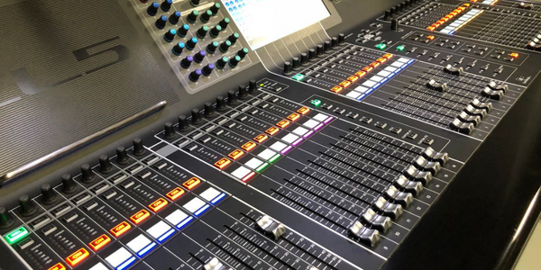 A close-up image of a CL5 audio mixer