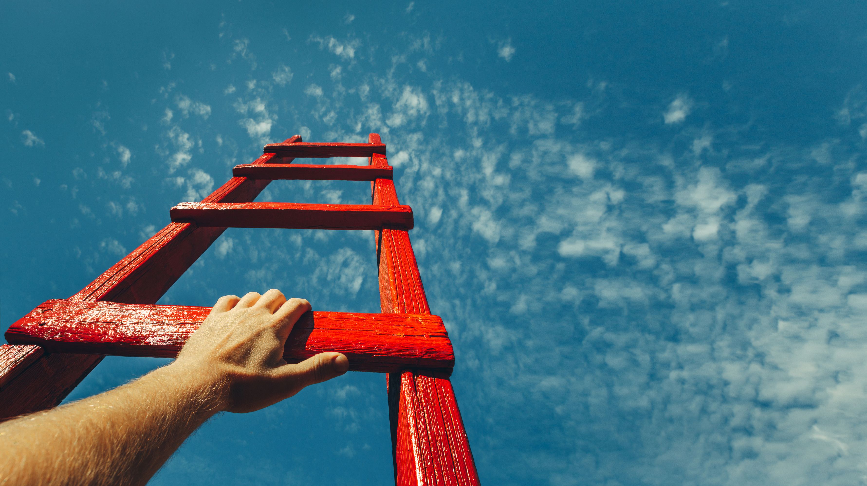 Person climbing a ladder. Personal Growth