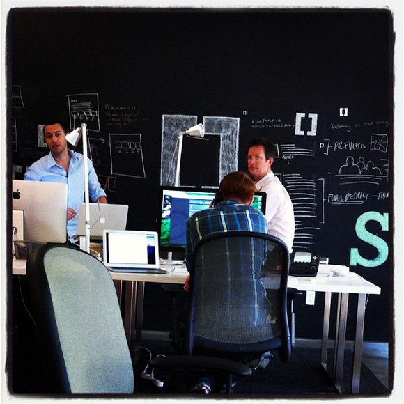 Adam Moore, CEO of SpaceCraft, Eric Tarlo and Ryan Vondervolk, Specialists at SpaceCraft, strategizing at SpaceCraft HQ. Playground Sales