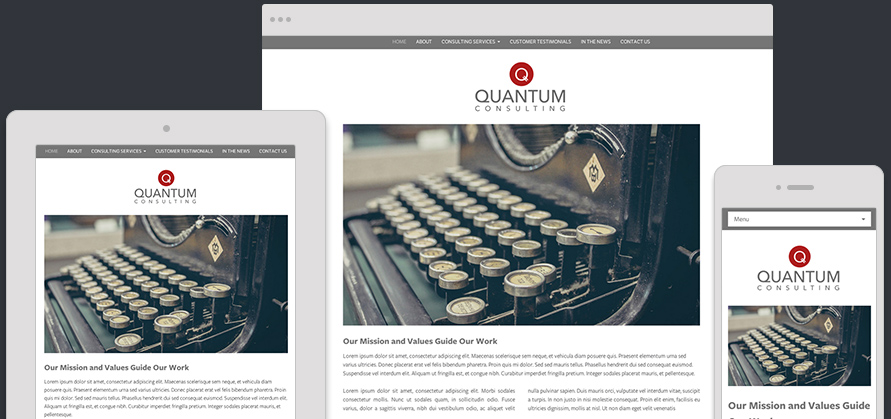 The Quantum Website Template provides a polished look with a classic layout. Website Template Quantum Expanded