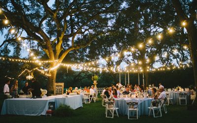 Outdoor Wedding Reception Under the Lights