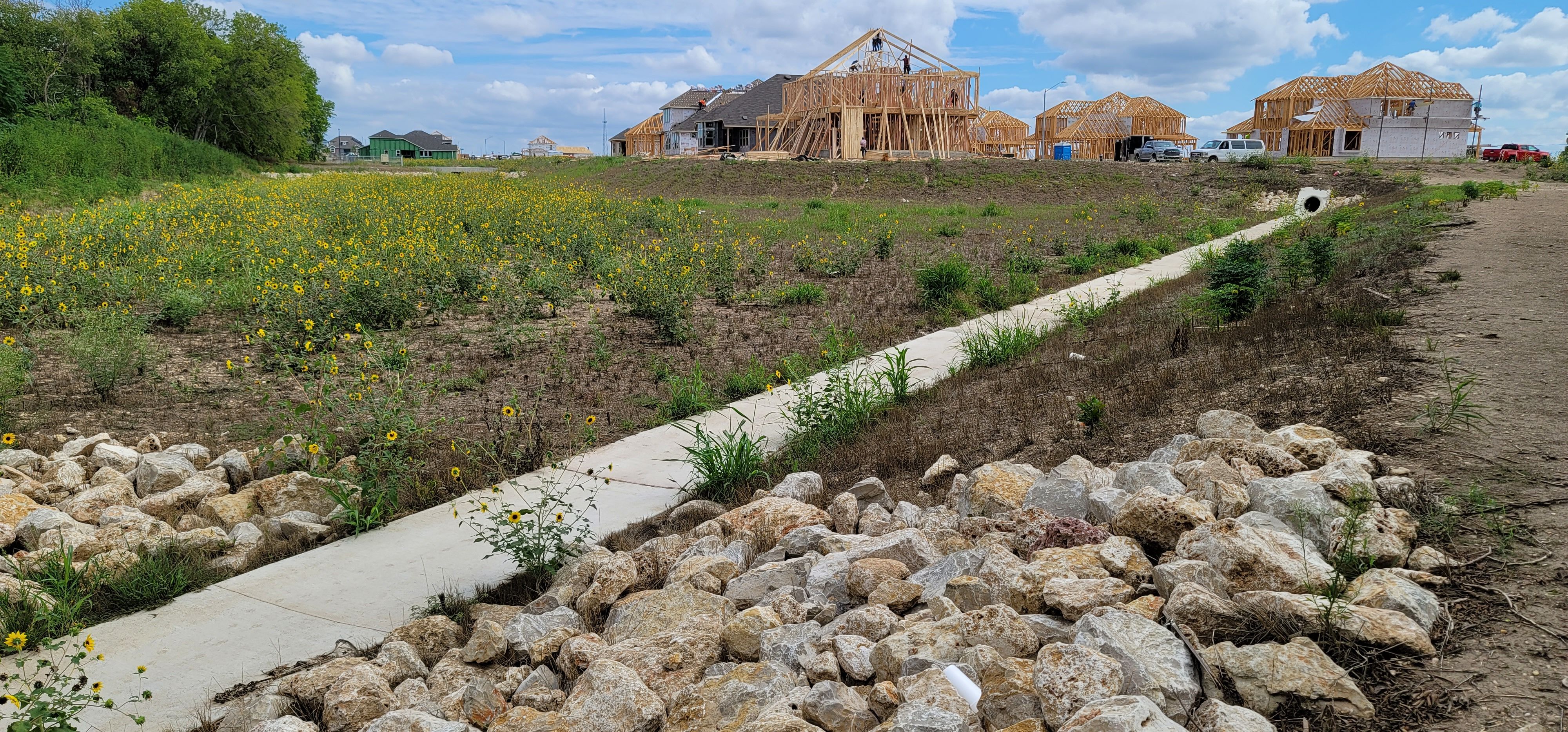 Brooklands subdivision drainage infrastructure in Hutto TX