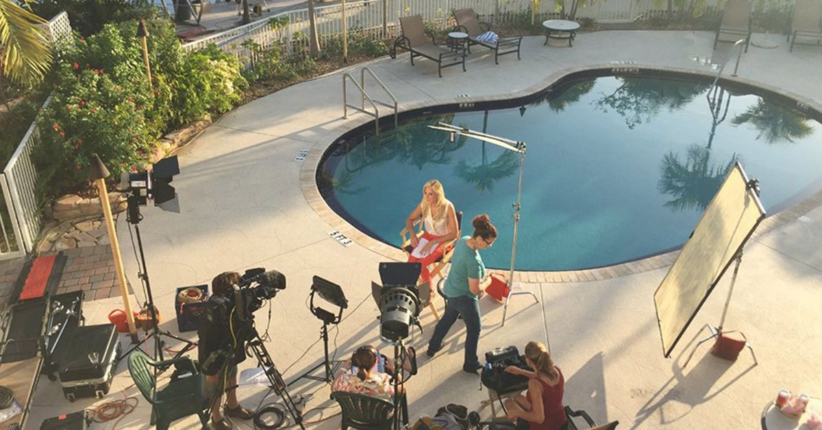 Media tour at outdoor pool