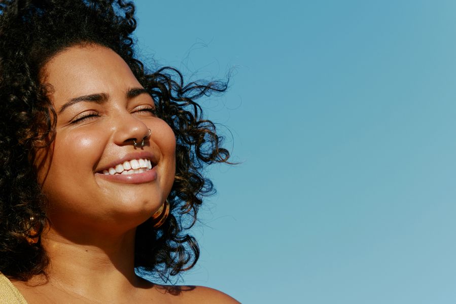 woman white teeth happy