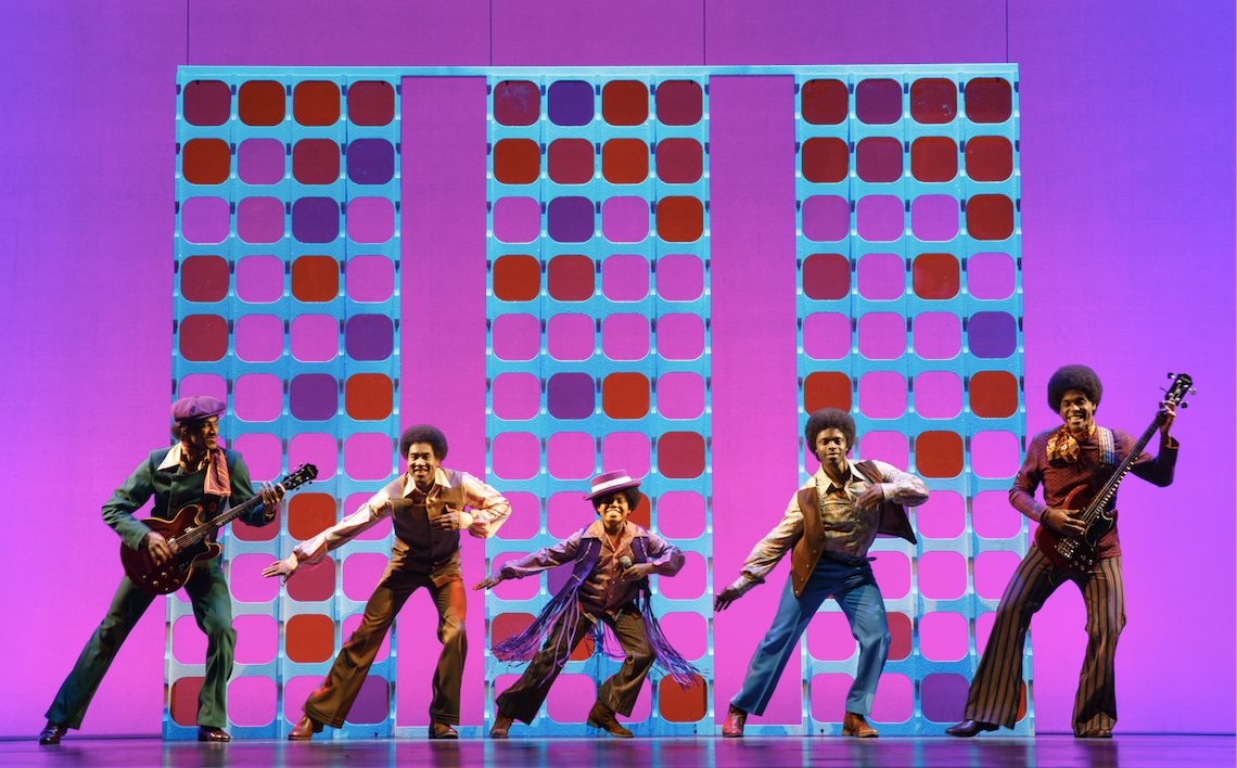 Reed L Shannon as Michael Jackson (center) with the Jackson 5. MOTOWN THE MUSICAL First National Tour. By Joan Marcus.png
