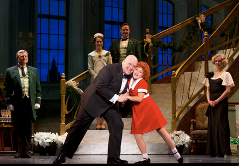 Gilgamesh Taggett as Oliver Warbucks and Issie Swickle as Annie sing I Don't Need Anything But You.png
