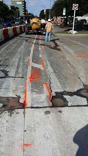 Identifying Trench Lines For Deep Utilities In Road – Texas