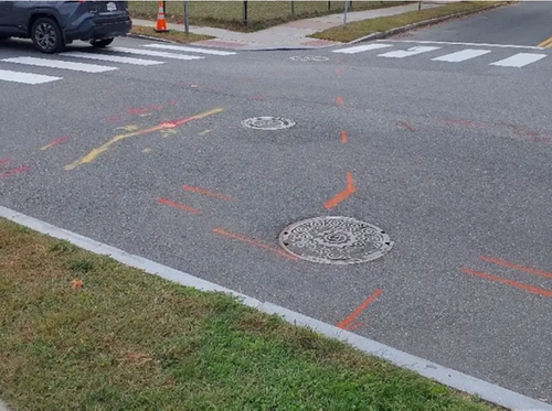 GPRS marked gas, oil, telecom, sewer, and electric and inspected every manhole.