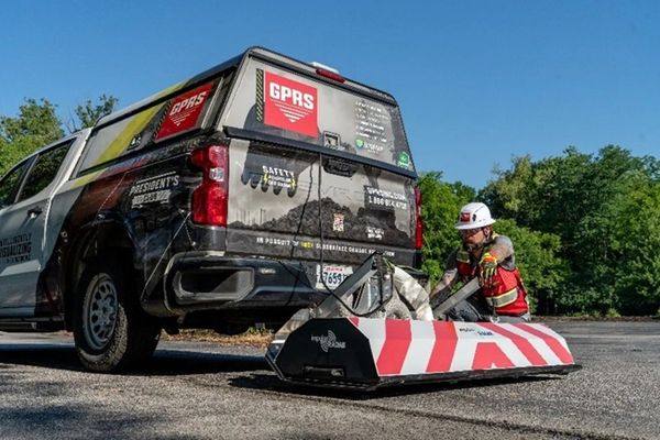 GPRS technician using a high-speed GPR array system to locate underground utilities faster and more accurately GPRS High Speed Utility Locating