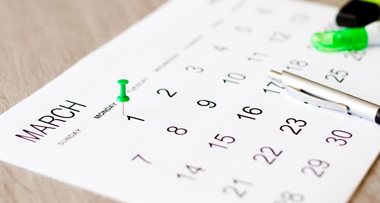 Image of a calendar with a pin Medication Synchronization