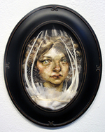 Ink & mixed medial, 5” x 7” Megan Kimber - Royalty: Rib of the lake, feather from the fowl