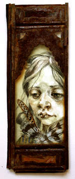Ink & mixed medial, 3” x 7” Megan Kimber - Remember the earth from which you came