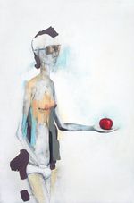 Oil, gesso, pencil, acrylic and charcoal, 2012, 24" x 36" Jaelah Kuehmichel - An Apple a Day