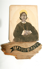 Pen & gouache on antique photo, gouache on wood, 12” x 9” Adrian Landon Brooks - Warpaint #1