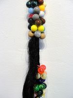 Synthetic hair, barrettes, 6’ Christina Coleman - Staff (Balls) - Detail