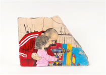 2017, acrylic, house paint, colored pencil, graphite, archival ballpoint pen, concrete,
9 x 12 x 2 inches Raul Gonzalez - Studio Lessons with June