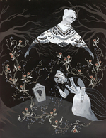 Tissue paper & gouache on paper, 14.25” x 15.25” Katy Horan - And She Wept so Much that Her Tears Fell Upon it and Watered it