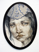 Ink and mixed media, 5” x 6.5” Megan Kimber - Blue Sue