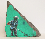 Acrylic, house paint, graphite, concrete, 6" x 6" x 2", 2016, Sold Raul Gonzales - Landscaper