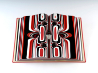 Resin. 13.5"x20.25"x3.25" Black, White and Red