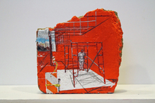 Acrylic, graphite, concrete, 6" x 6" x 2", 2016, Sold Raul Gonzales - Painter and Scaffold