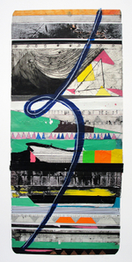 Collagraph, duct tape, handmade paper, mylar, marker, ballpoint pen, graphite, acrylic, 33” x 22” Raul Gonzalez - Colla Colla 1