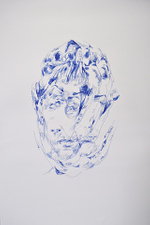 Pen on paper, drawn blind, 22” x 30” Allen Brewer - Divine