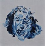 Oil on panel, painted blind, 14” x 14” Allen Brewer - Bette Davis