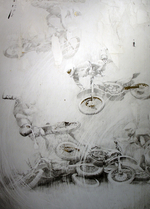 Graphite and gold leaf on paper, 72" x 66", 2016 Rachel Wolfson Smith - Newton's Law