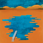 Acrylic on wood panel, 24” x 24” Mark Nelson - Midnight Swimming Pool