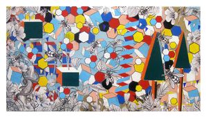 Acrylic and collage on constructed panel, 2013, 24"x43"9" Jonas Criscoe - Kudzu Jungle